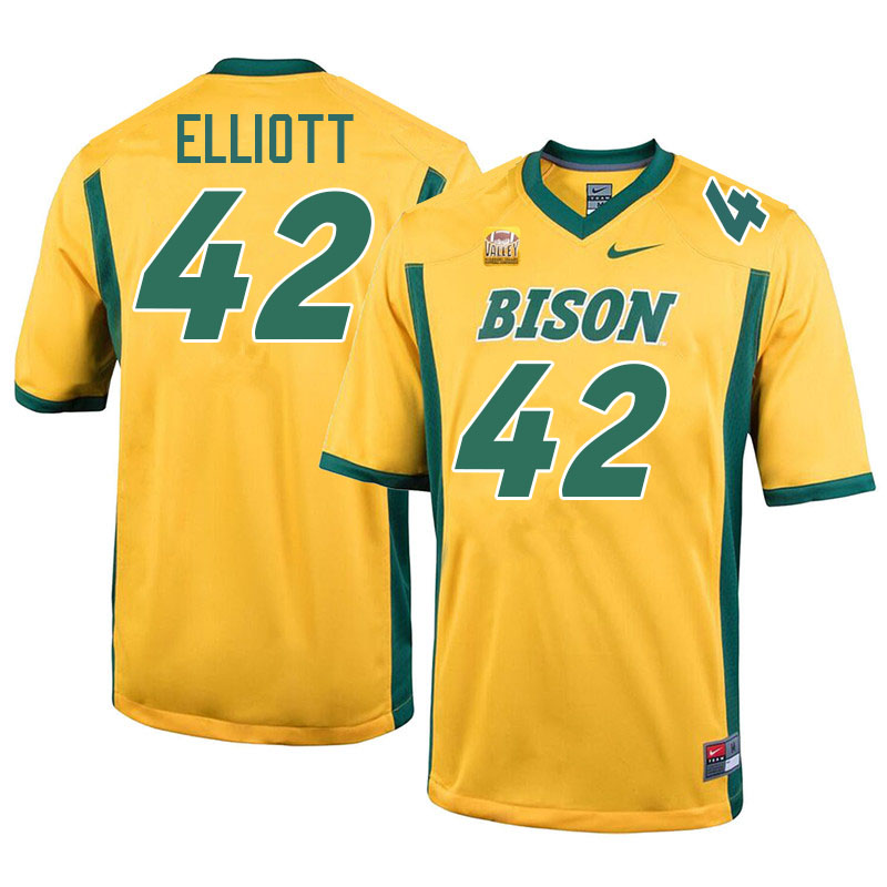 North Dakota State Bison #42 Alex Elliott College Football Jerseys Stitched-Yellow